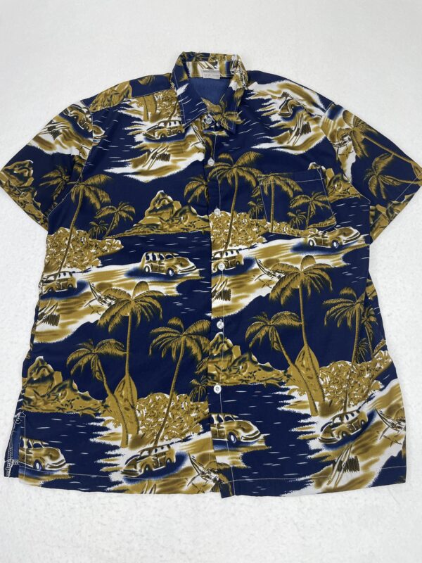 Camisa Hawaiana Navy & Gold L