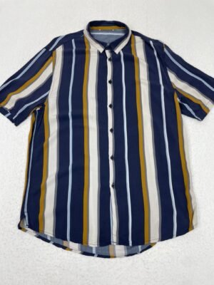 Camisa Print Bars Gold & Navy L