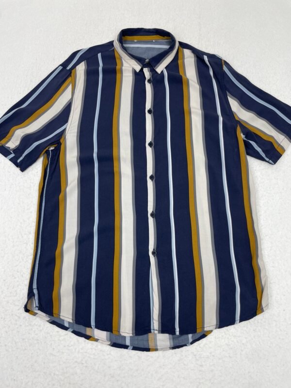 Camisa Print Bars Gold & Navy L