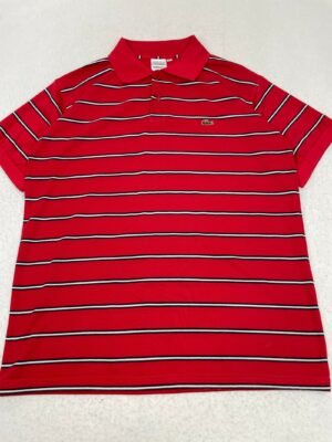 Polo Lacoste Red & Black Stripes XL